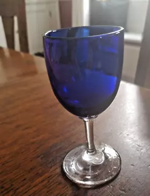 Buy Antique Victorian Bristol Blue Wine Glass Port Sherry Single Ring Stem Nice Gift • 16£