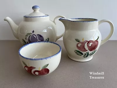 Buy Poole Pottery Dorset Fruits Set 3 Large Teapot Sugar Bowl & Milk Jug - Fab • 17.99£