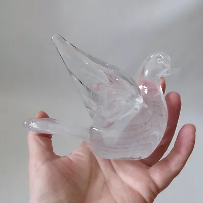 Buy Vintage FM Konstglas White Fumato Art Glass Bird Figurine, Marcolin, Swedish 70s • 30£