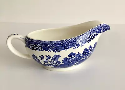 Buy Vintage North Staffordshire Pottery Willow Pattern Gravy Boat Jug • 12£