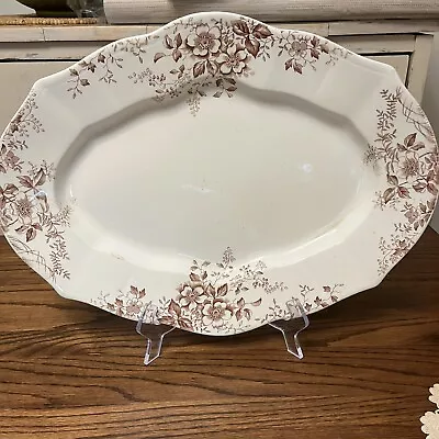 Buy Antique F. Winkle & Co. Fenton Faience Surrey England Brown Floral Platter 17” • 34.47£