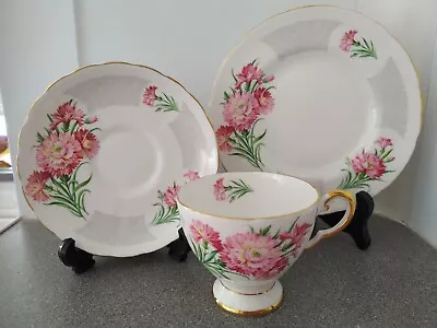 Buy Vintage Royal Tuscan Bone China Trio Cup Saucer Plate January's Birthday Flowers • 16£