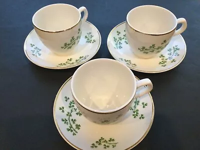 Buy Lot Of 3, Vintage Irish Arklow Cup & Saucer Shamrocks Made In Ireland, Porcelain • 46.58£