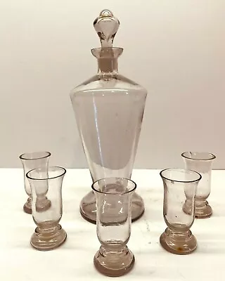 Buy Antique 6 Pc Lite Purple Glass Decanter & Glasses Set • 32.62£