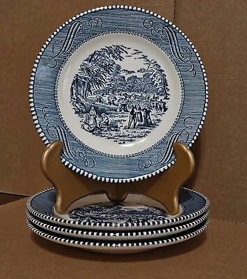 Buy Royal China Currier & Ives Blue/White Bread Plates Lot Of 4 Excellent! • 11.20£