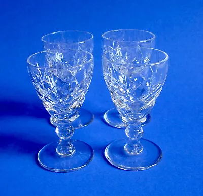 Buy Four Good Quality Crystal Cut Glass Liqueur Stem Glasses 8cm Tall • 9.99£