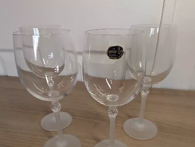 Buy Vintage Retro Bohemia Frosted Stem Wine Glassware Drinkware Set Of 4 • 30£