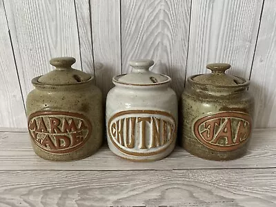 Buy Set Of 3 Tremar Condiment Pots Marmalade Chutney Jam Cornish Stoneware Pottery • 24.99£