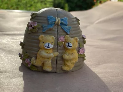 Buy Pottery Hand-painted Bee-hive House, Hinged With Two Bears Living Inside • 3£