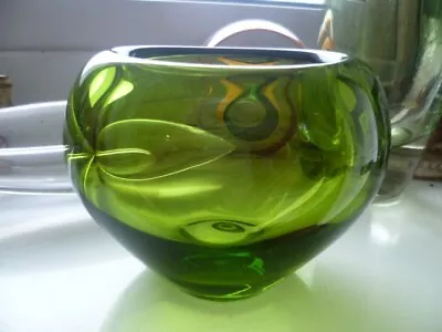 Buy Vintage Signed Art Glass Vase Holmegaard 18120 Per Lutken Green Majgrøn Majgron • 39.75£
