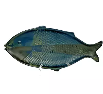 Buy TAI-TAU NANCY PATTERSON LAMB BLUE POTTERY Fish Serving Platter MCM Iron Mountain • 554.50£
