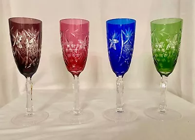 Buy Ajka Marsala Bohemian Crystal Champagne Flutes Assorted Colors (Set Of 4) • 149.10£