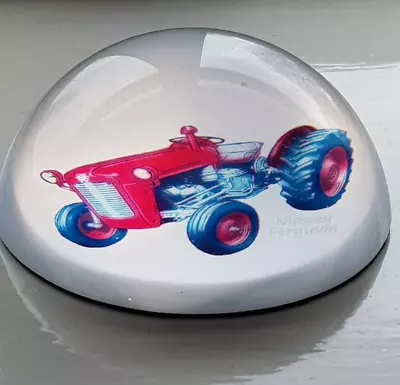 Buy MASSEY FERGUSON Tractor Crystal Glass Dome Paperweight EXCELLENT CONDITION • 12.99£