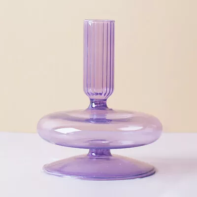 Buy Pink/Orange Glass Candle Holders Mid Century Design Retro Candlestick Stand • 10.50£