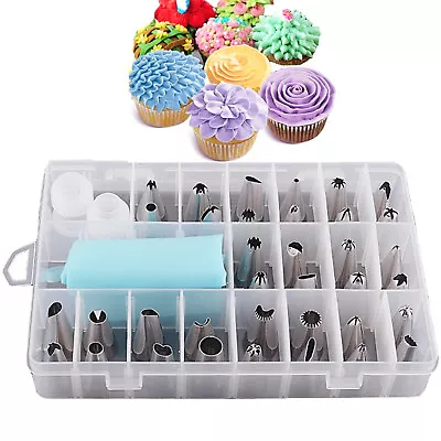 Buy 24 Pieces Icing Piping Nozzle Tool Set Box – Cake Cupcake Sugarcraft Decorating • 5.45£