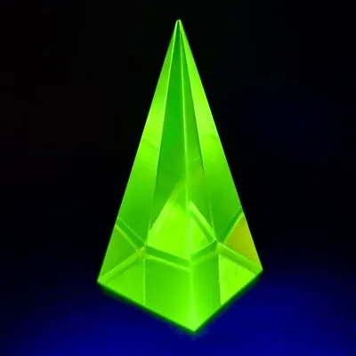 Buy Uranium Glass Pyramid Vaseline Yellow Clear Uranum Glass Art Glass • 34.99£