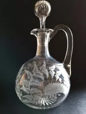 Buy QUALITY ANTIQUE C19th VICTORIAN ETCHED AND CUT GLASS CLARET/WINE JUG DECANTER • 75£