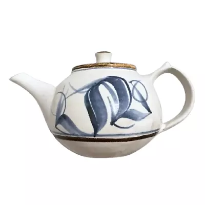Buy SJ Pottery Blue And White Salt Glazed Stoneware Teapot - American Retro Period • 0.99£