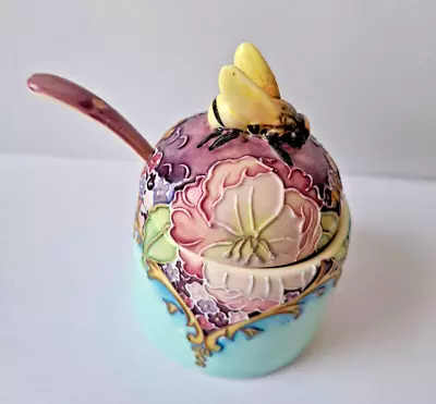 Buy OLD TUPTON WARE HAND PAINTED HONEY POT WITH SPOON Height 11cm • 19.99£