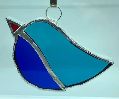 Buy F158 Stained Glass Suncatcher Hanging Bird 10cm Blues • 7.50£