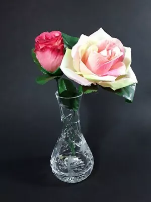 Buy Beautiful Vintage Stuart Strathearn Crystal Bud Vase With Etched Flowers • 9.99£