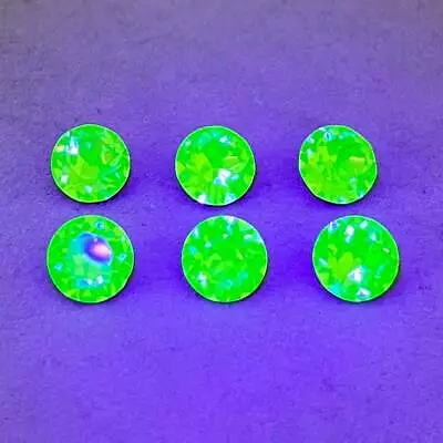 Buy 6 X Rare Uranium Glass Swarovski Crystals Faceted Round Dentelles SS40 9mm Round • 16£