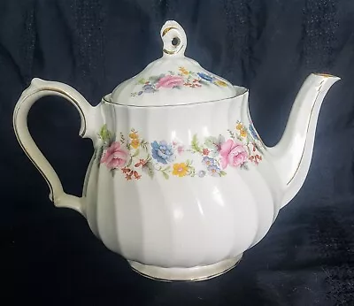Buy Vintage Sadler Floral & Rose Ribbed Swirl Tea Pot Teapot Pattern No 3893 • 14.90£