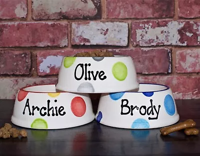 Buy Medium Slanted Dog Bowl Hand Painted Personalised Ceramic Dog Dish Feeder Unique • 19.99£