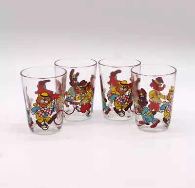 Buy VINTAGE TUMBLER GLASSES Set Of 4 Small Drinking Glass Children's Animal Circus • 3.49£