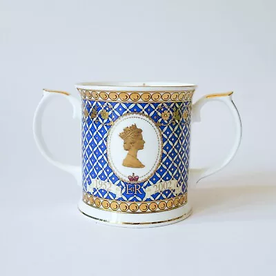 Buy Queen Elizabeth II Golden Jubilee Loving Mug - James Sadler QEII Gold Blue • 12.50£