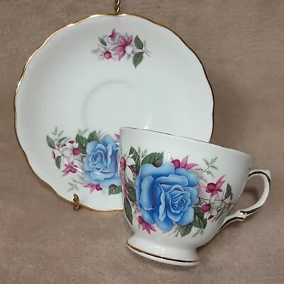 Buy Royal Vale Bone China England Blue Rose Floral Tea Cup & Saucer Set 7871 • 16.77£