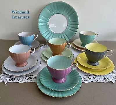 Buy 19 Piece Vintage Royal Grafton Harlequin Tea Set Incl Cake Plate - Fab Condition • 59.99£