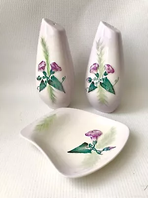 Buy Carlton Ware Tall Convolvulus Lavender Salt, Pepper & Dish. Shape 2490/1 C1958/9 • 9.99£