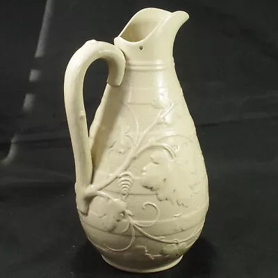 Buy Stoneware Jug Vine Leaf Relief 19thC Antique Wine Jug 22cmH Neat Design • 36£