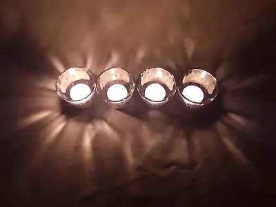 Buy Set Of 4 Clear Glass Round Tealight/Candle Holders With Flower Pattern  • 6.99£