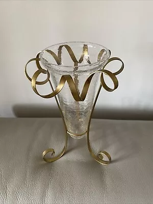 Buy Vintage Vase In Metal Frame Holder • 10£
