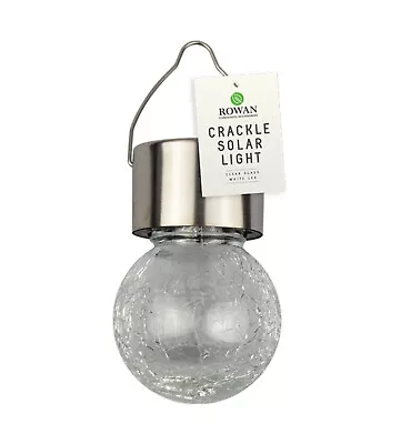 Buy Solar Powered Hanging Light Crackle Effect Outdoor Decor Glass Bulb Lantern Gift • 9.06£