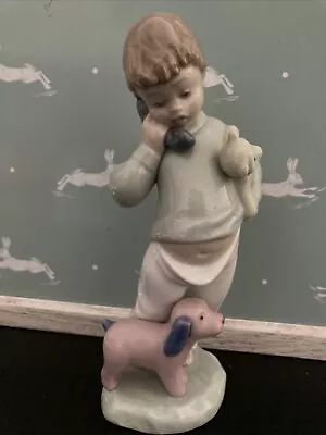 Buy Nao By Lladro Figurine  Boy On Phone With His Dog And Teddy. Used • 16.99£