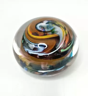 Buy VINTAGE WEDGWOOD MULTI-COLOURED SWIRL ROUND PAPERWEIGHT. SIGNED. 8cm DIAMETER • 9.99£