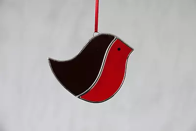 Buy Stained Glass Bird Suncatcher/Window Hanger 2-Tone Robin Ornament Gift/Ornament • 16£