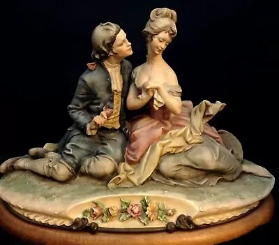 Buy Capodimonte  The Lovers  Figurine Statue Signed By Bruno Merli 1981 Wood Base • 540.52£