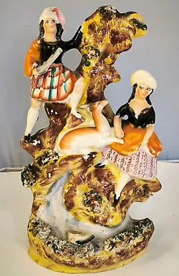 Buy Antique Staffordshire Courting Couple With Deer Figurine • 8.95£
