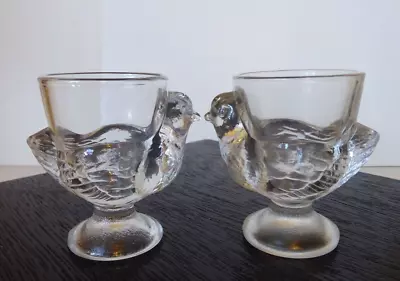 Buy Vintage French Clear Glass Hen Chicken Egg Cups Shot Glasses Set Of Two • 10£