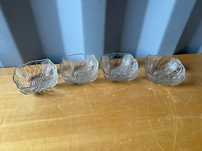 Buy Set Of 4 Vintage Cut Glass Fruit Trifle Serving Bowls • 4.99£