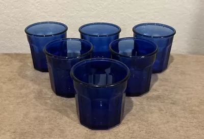 Buy Luminarc 500 Cobalt Blue Vtg Beverage Glasses 12 Oz Set Of 6 Made In France • 34.95£