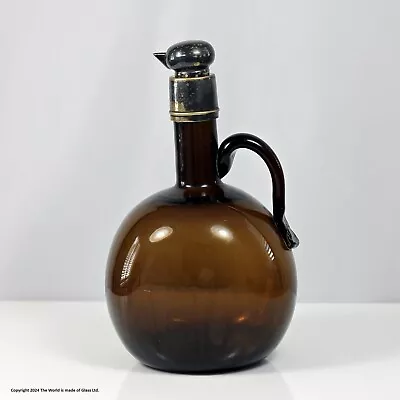 Buy Victorian Amber Glass Flagon Decanter, Pouring Stopper • 45£