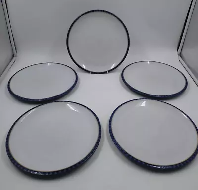 Buy Vintage Denby Reflex Stoneware Dinner Plates X 5 In Blue With Square Design 27cm • 19.99£