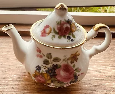 Buy Vintage Fenton Fine Bone China Pink Rose Floral Miniature Teapot. • 12.99£