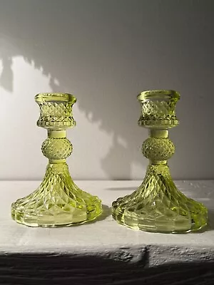 Buy Green Glass Botanical Dinner Glass Candle Holders - Set Of 2 • 4.99£
