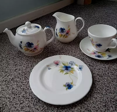 Buy Vintage (British Made) Bone China Tea Set (White Floral) (Full Details Below) • 8.99£